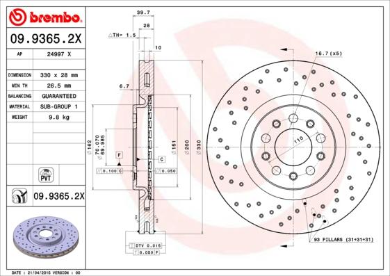 AP 24997 X - Тормозной диск autospares.lv