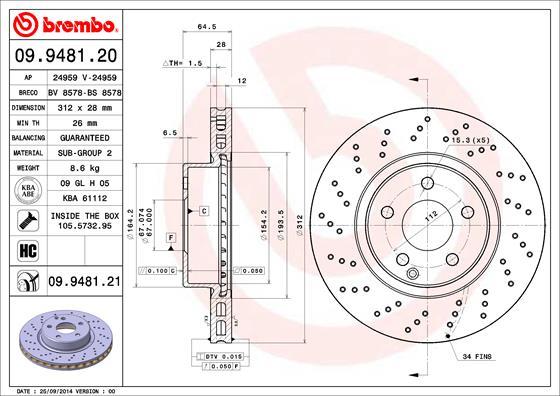 AP 24959 - Тормозной диск autospares.lv