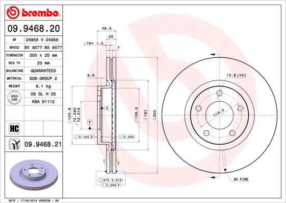 AP 24958 - Тормозной диск autospares.lv