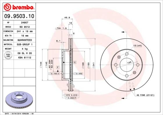 AP 24907 - Тормозной диск autospares.lv