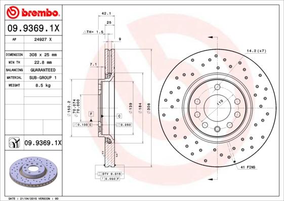 AP 24927 X - Тормозной диск autospares.lv