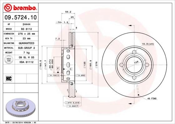 AP 24444 - Тормозной диск autospares.lv