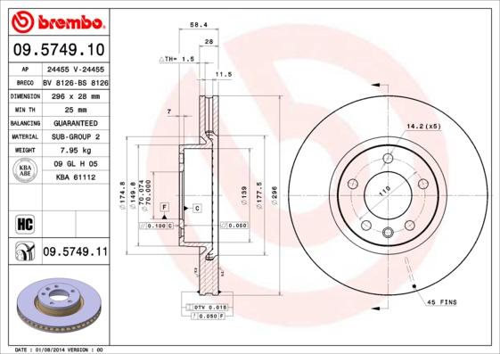 AP 24455 V - Тормозной диск autospares.lv