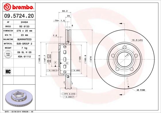 AP 24484 - Тормозной диск autospares.lv