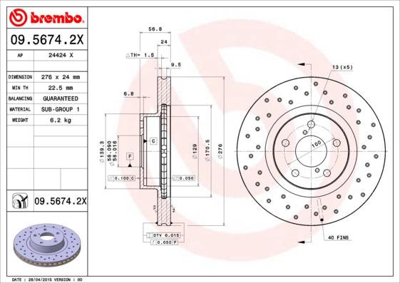 AP 24424 X - Тормозной диск autospares.lv