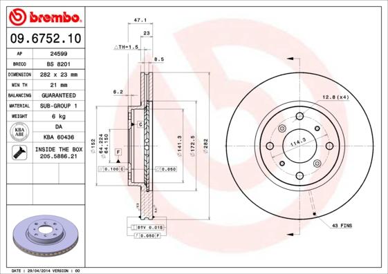 AP 24599 - Тормозной диск autospares.lv