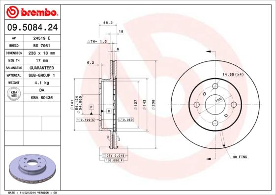 AP 24519 E - Тормозной диск autospares.lv