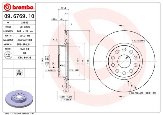 AP 24589 - Тормозной диск autospares.lv