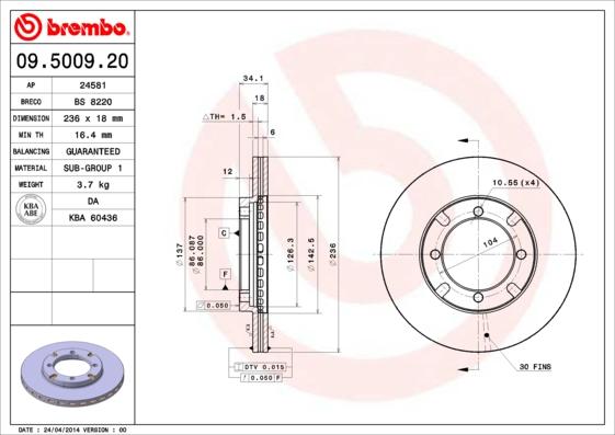 AP 24581 - Тормозной диск autospares.lv