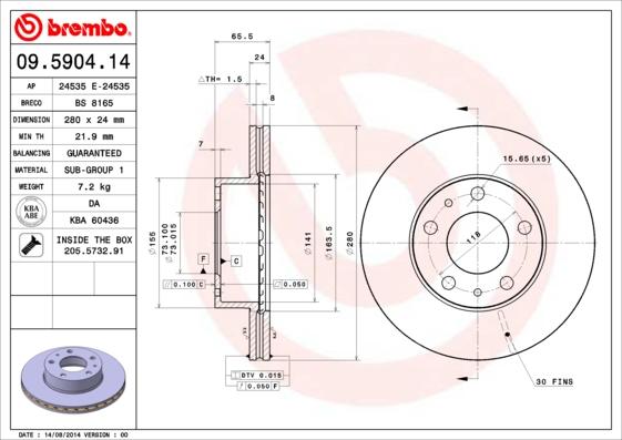 AP 24535 E - Тормозной диск autospares.lv