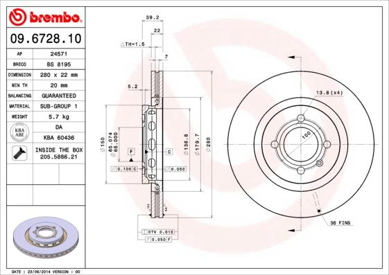 AP 24571 - Тормозной диск autospares.lv