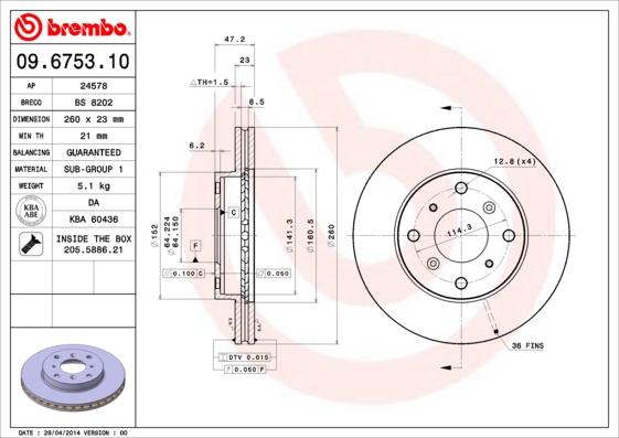 AP 24578 - Тормозной диск autospares.lv