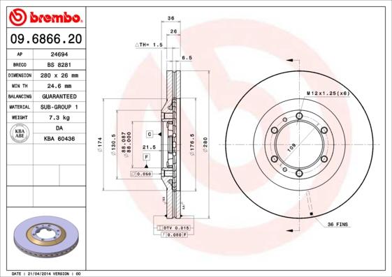 AP 24694 - Тормозной диск autospares.lv