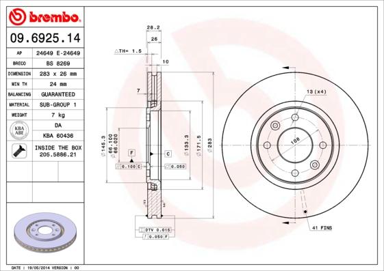 AP 24649 E - Тормозной диск autospares.lv