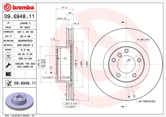 AP 24646 V - Тормозной диск autospares.lv