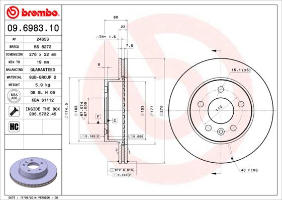 AP 24653 - Тормозной диск autospares.lv