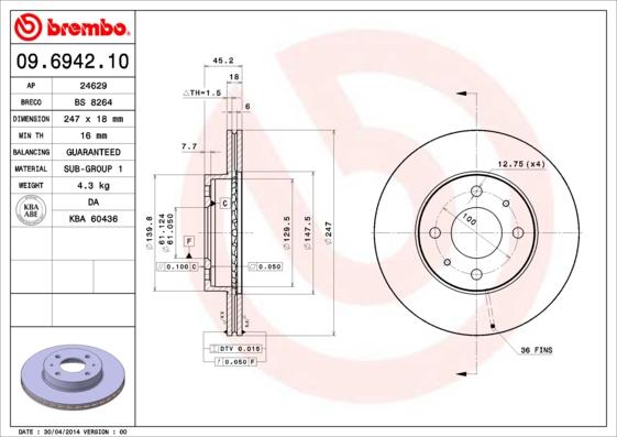 AP 24629 - Тормозной диск autospares.lv