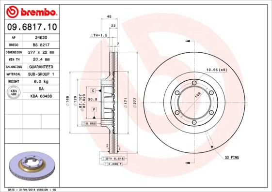 AP 24620 - Тормозной диск autospares.lv