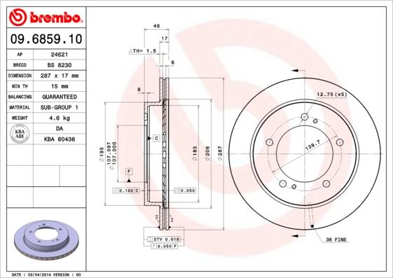 AP 24621 - Тормозной диск autospares.lv