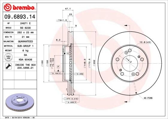 AP 24671 E - Тормозной диск autospares.lv