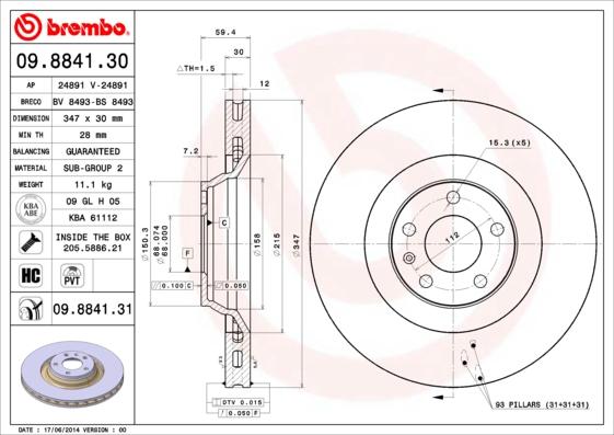 AP 24891 V - Тормозной диск autospares.lv