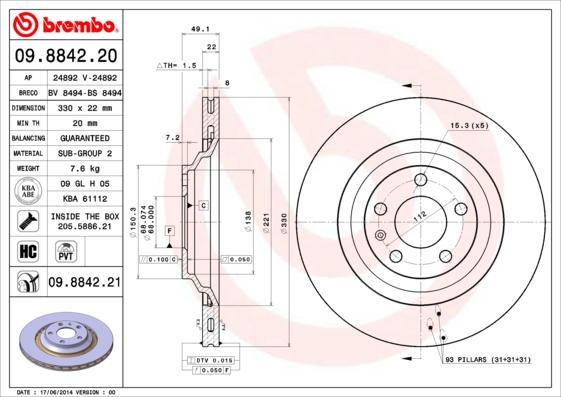 AP 24892 V - Тормозной диск autospares.lv