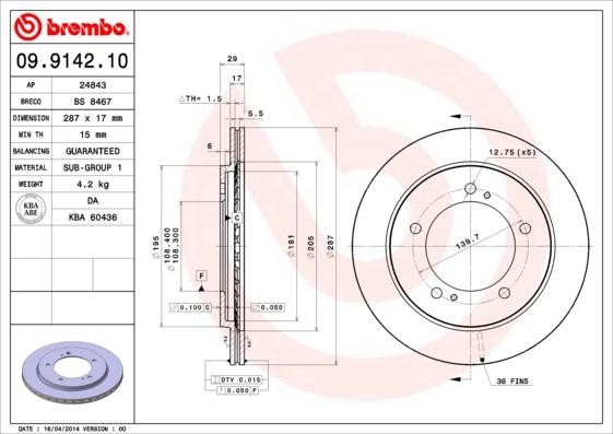 AP 24843 - Тормозной диск autospares.lv