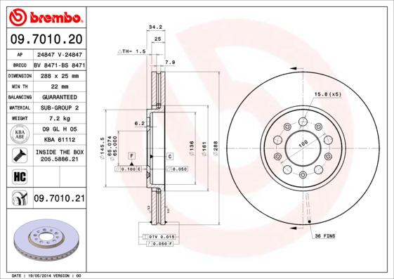 AP 24847 V - Тормозной диск autospares.lv