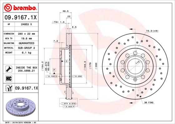 AP 24853 X - Тормозной диск autospares.lv