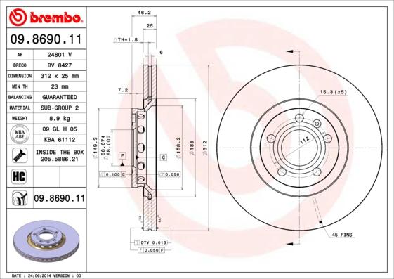 AP 24801 V - Тормозной диск autospares.lv