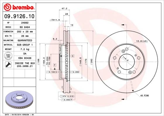 AP 24882 - Тормозной диск autospares.lv