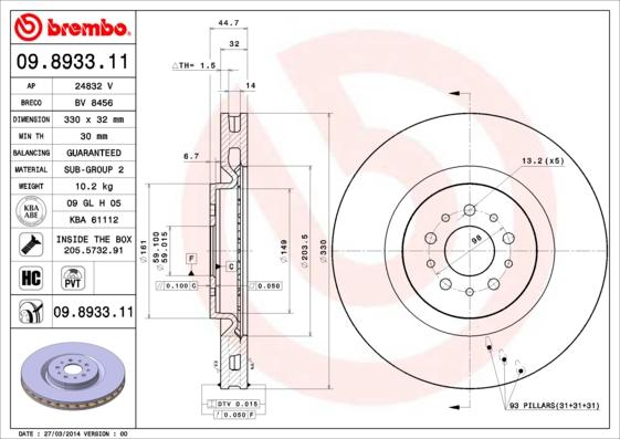 AP 24832 V - Тормозной диск autospares.lv