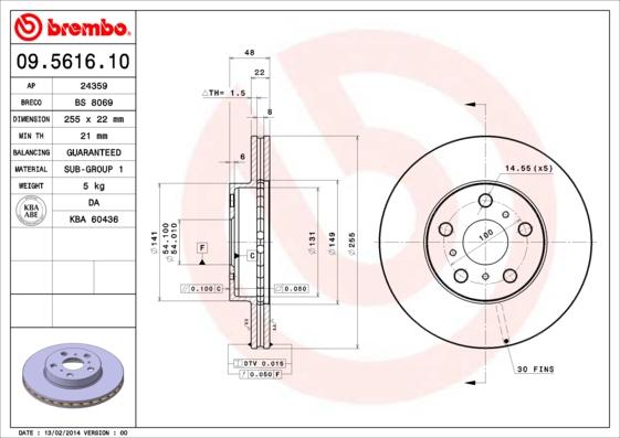 AP 24359 - Тормозной диск autospares.lv