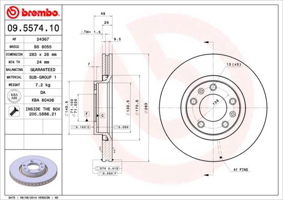 AP 24367 - Тормозной диск autospares.lv