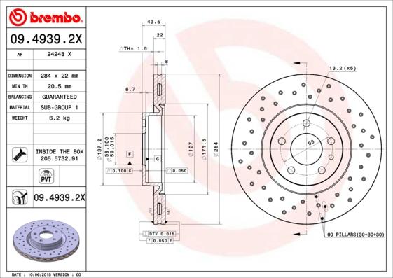 AP 24243 X - Тормозной диск autospares.lv