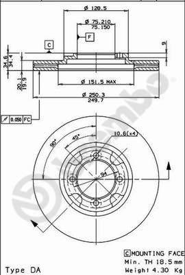 AP 24258 - Тормозной диск autospares.lv