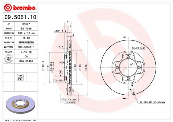 AP 24207 - Тормозной диск autospares.lv