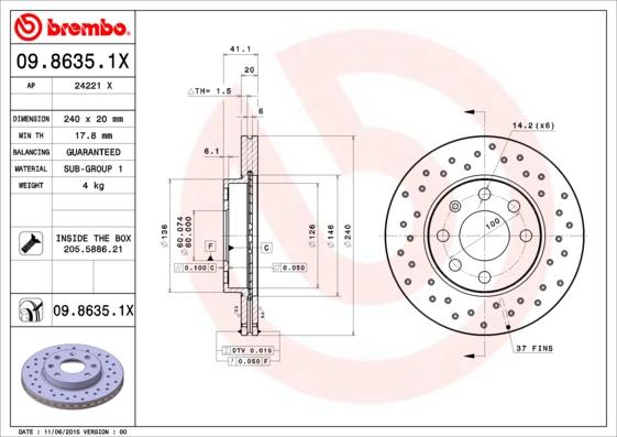 AP 24221 X - Тормозной диск autospares.lv