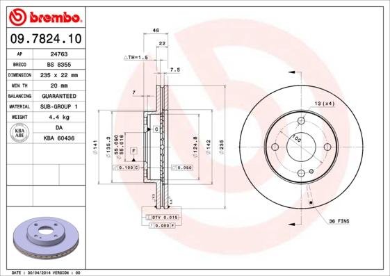 AP 24763 - Тормозной диск autospares.lv