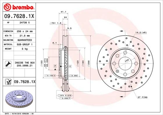 AP 24738 X - Тормозной диск autospares.lv