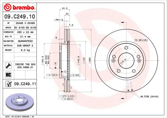 AP 25495 V - Тормозной диск autospares.lv