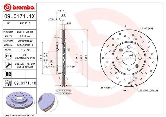 AP 25444 X - Тормозной диск autospares.lv