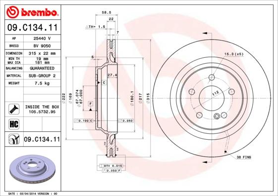 AP 25440 V - Тормозной диск autospares.lv