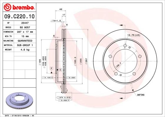 AP 25447 - Тормозной диск autospares.lv