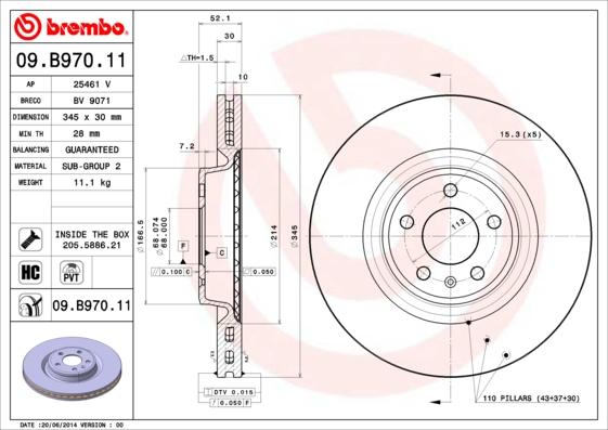 AP 25461 V - Тормозной диск autospares.lv