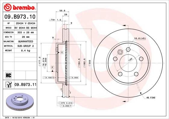 AP 25434 V - Тормозной диск autospares.lv