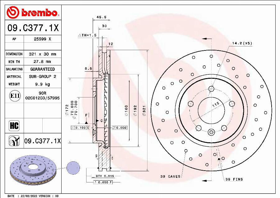 AP 25599 X - Тормозной диск autospares.lv