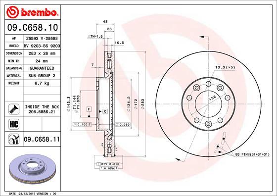 AP 25593 V - Тормозной диск autospares.lv