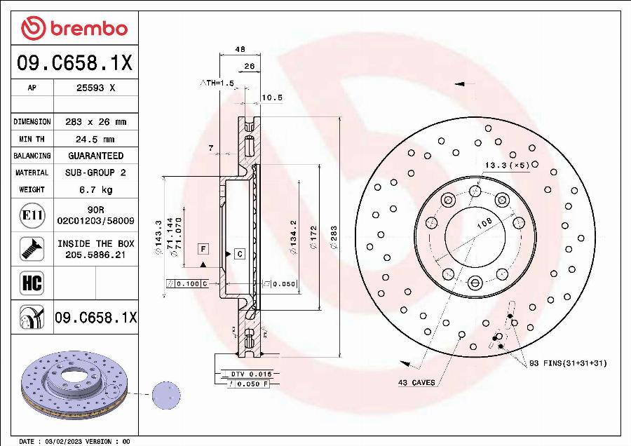 AP 25593 X - Тормозной диск autospares.lv