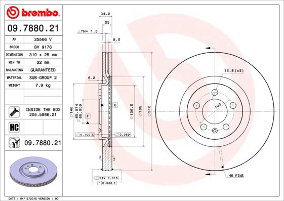 AP 25566 V - Тормозной диск autospares.lv